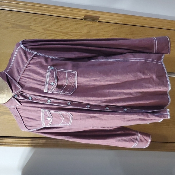 Buckle black standard fit western style button up long sleeve rust red - Picture 2 of 7